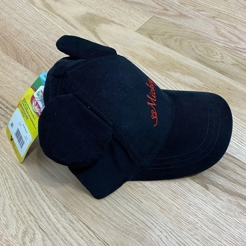 Mickey Mouse Corduroy Ear Hat NWT Disney Black Kids Toddler World Land Park